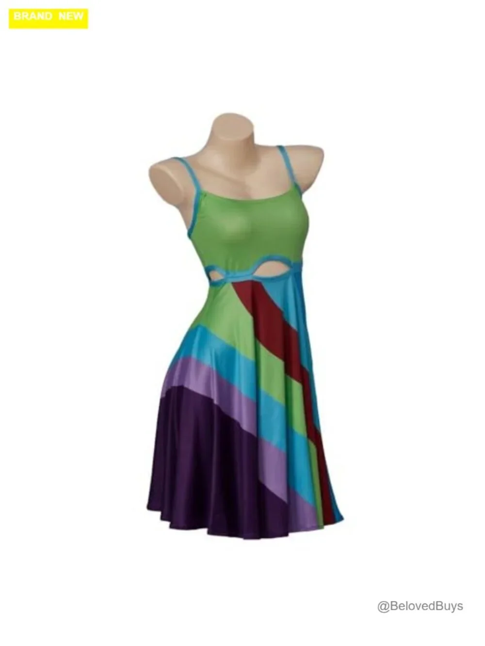 Vintage Print Bodycon Mini Dress Cut-Out Backless Spaghetti Strap